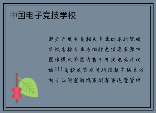 中国电子竞技学校